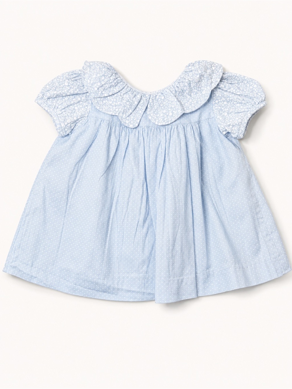 Vintage Girls' Light Blue Ruffled Collar Formal Dress